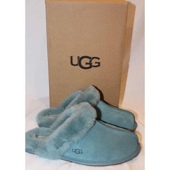 NIB UGG WOMEN'S SCUFFETTE II SUEDE SHEARLING SLIP ON SLIPPERS DEE GREEN SZ 7 - Picture 3 of 7